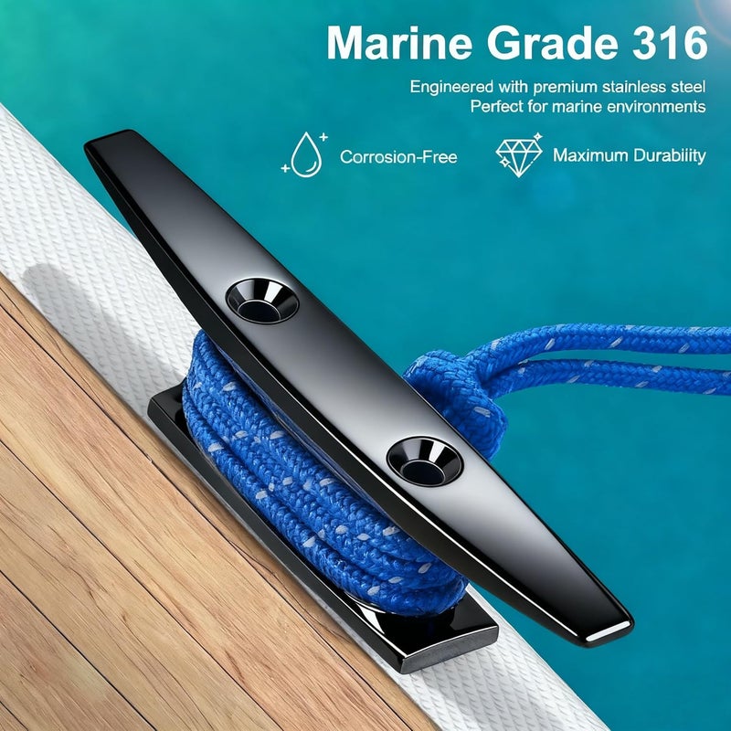 RiaYer Boat Dock Cleat, 316 Marine Grade Stainless Steel Open Base Cleats with Hardware, Heavy Duty Mooring Accessories for Yacht Kayak Jetski (2-Pack) - Image 5